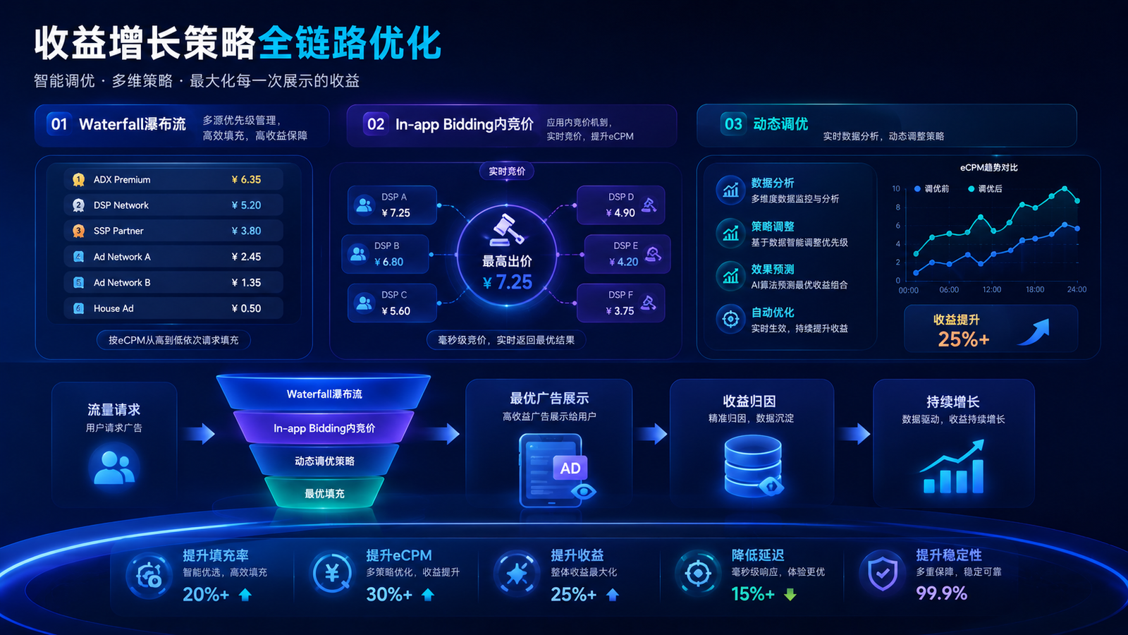 Waterfall、In-app Bidding 与动态调优收益增长策略